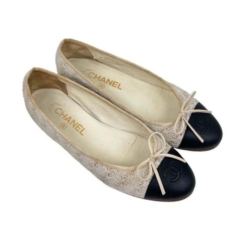 Chanel Crochet Cap Toe Ballet Flats